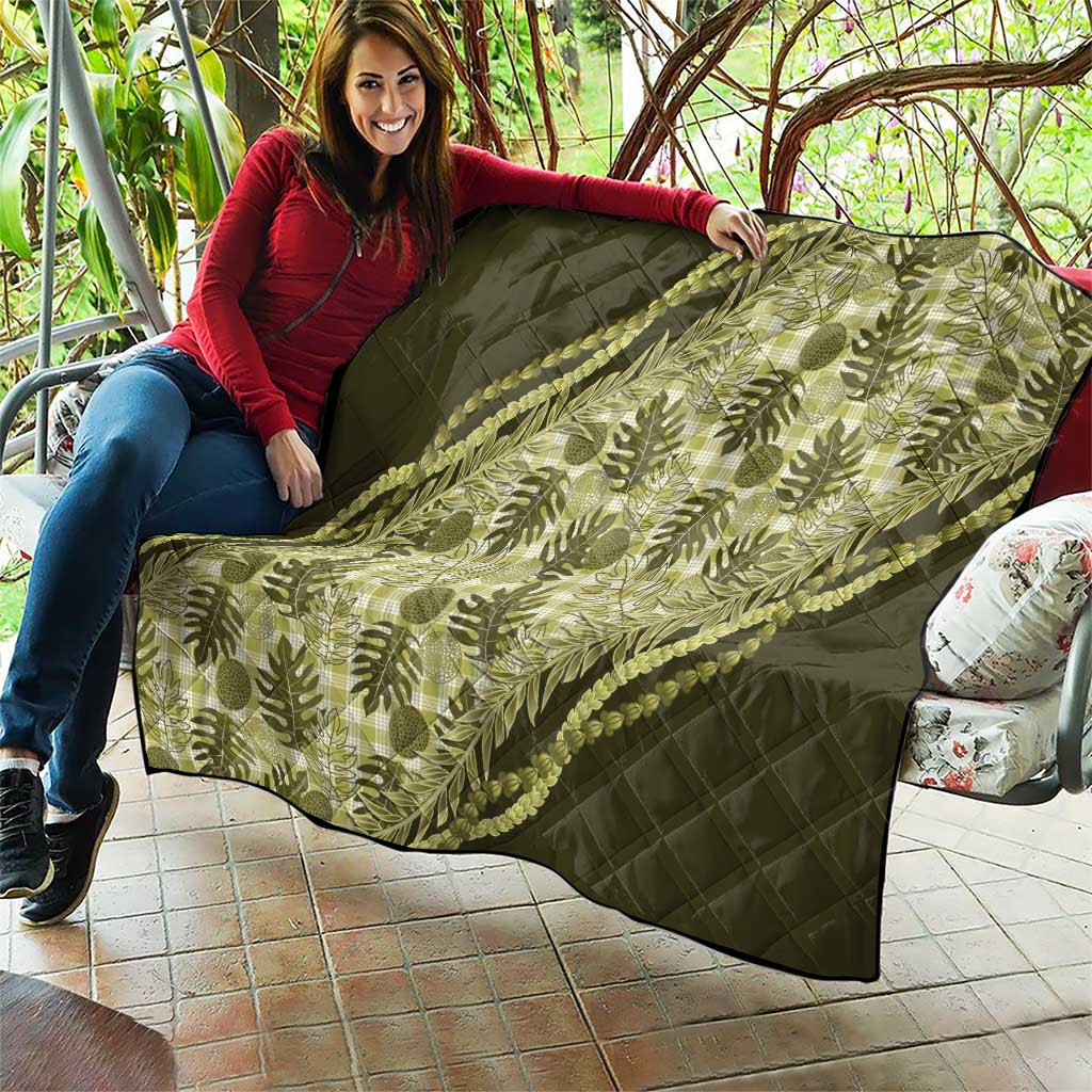 Hawaii Breadfruit Palaka Quilt Omaomao Maile Lei - Polynesian Pride