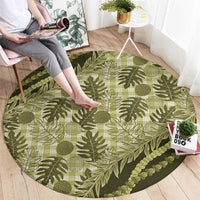 Hawaii Breadfruit Palaka Round Carpet Omaomao Maile Lei - Polynesian Pride