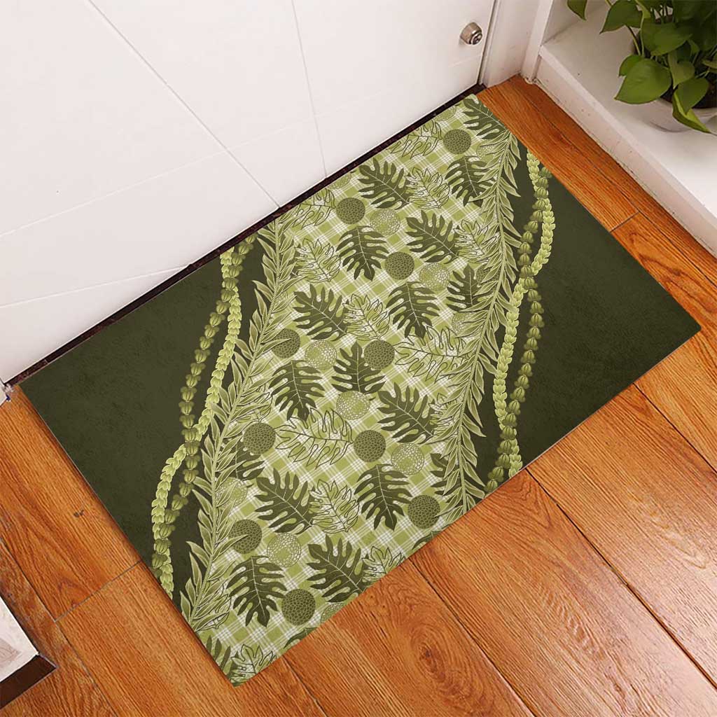 Hawaii Breadfruit Palaka Rubber Doormat Omaomao Maile Lei LT9 - Polynesian Pride