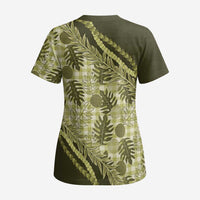 Hawaii Breadfruit Palaka Scrub Top Omaomao Maile Lei LT9 - Polynesian Pride
