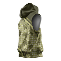 Hawaii Breadfruit Palaka Sleeveless Hoodie Omaomao Maile Lei LT9 - Polynesian Pride