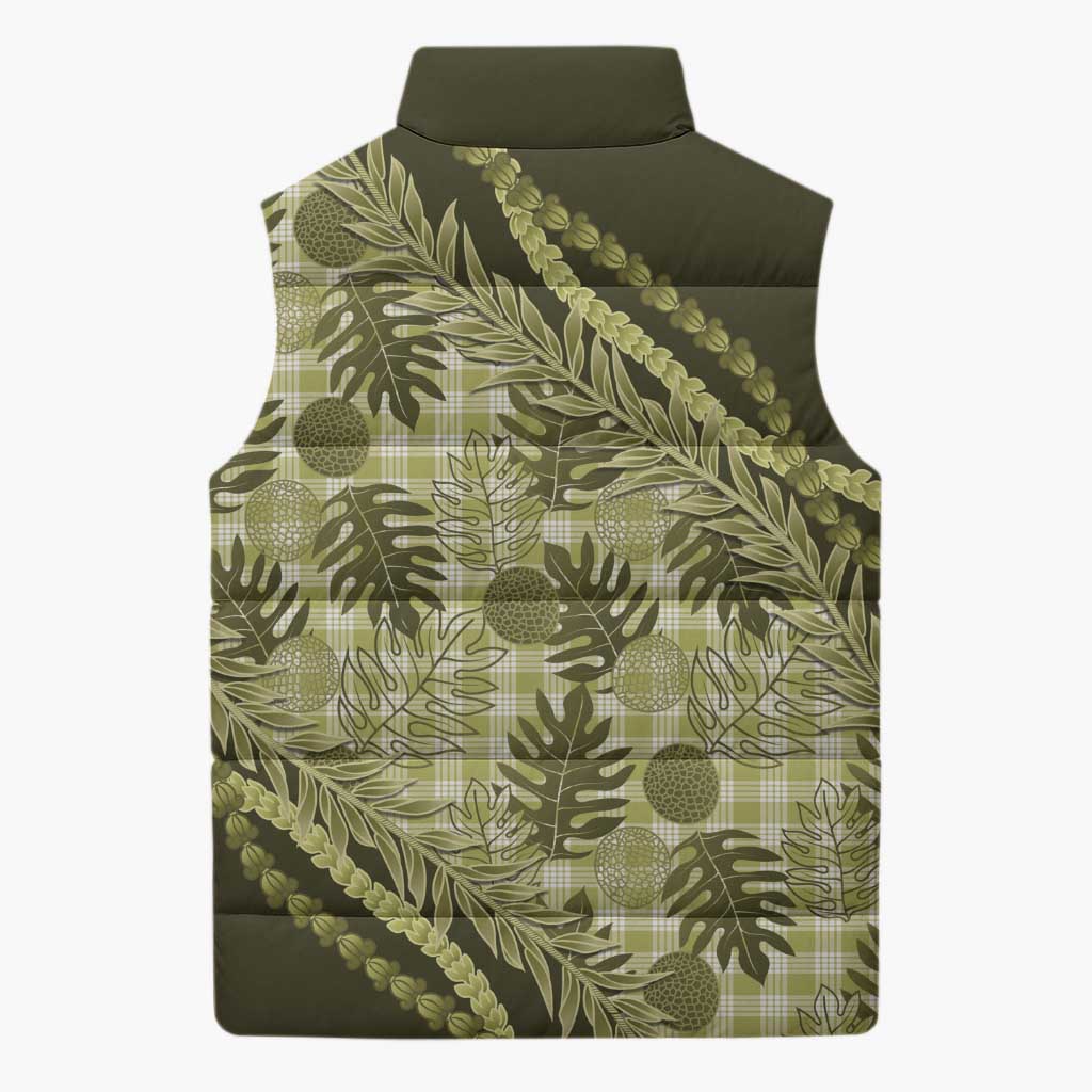 Hawaii Breadfruit Palaka Sleeveless Puffer Jacket Omaomao Maile Lei LT9 - Polynesian Pride