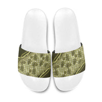 Hawaii Breadfruit Palaka Slide Sandals Omaomao Maile Lei - Polynesian Pride