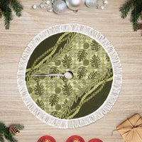 Hawaii Breadfruit Palaka Tree Skirt Omaomao Maile Lei LT9 Fringed Green - Polynesian Pride