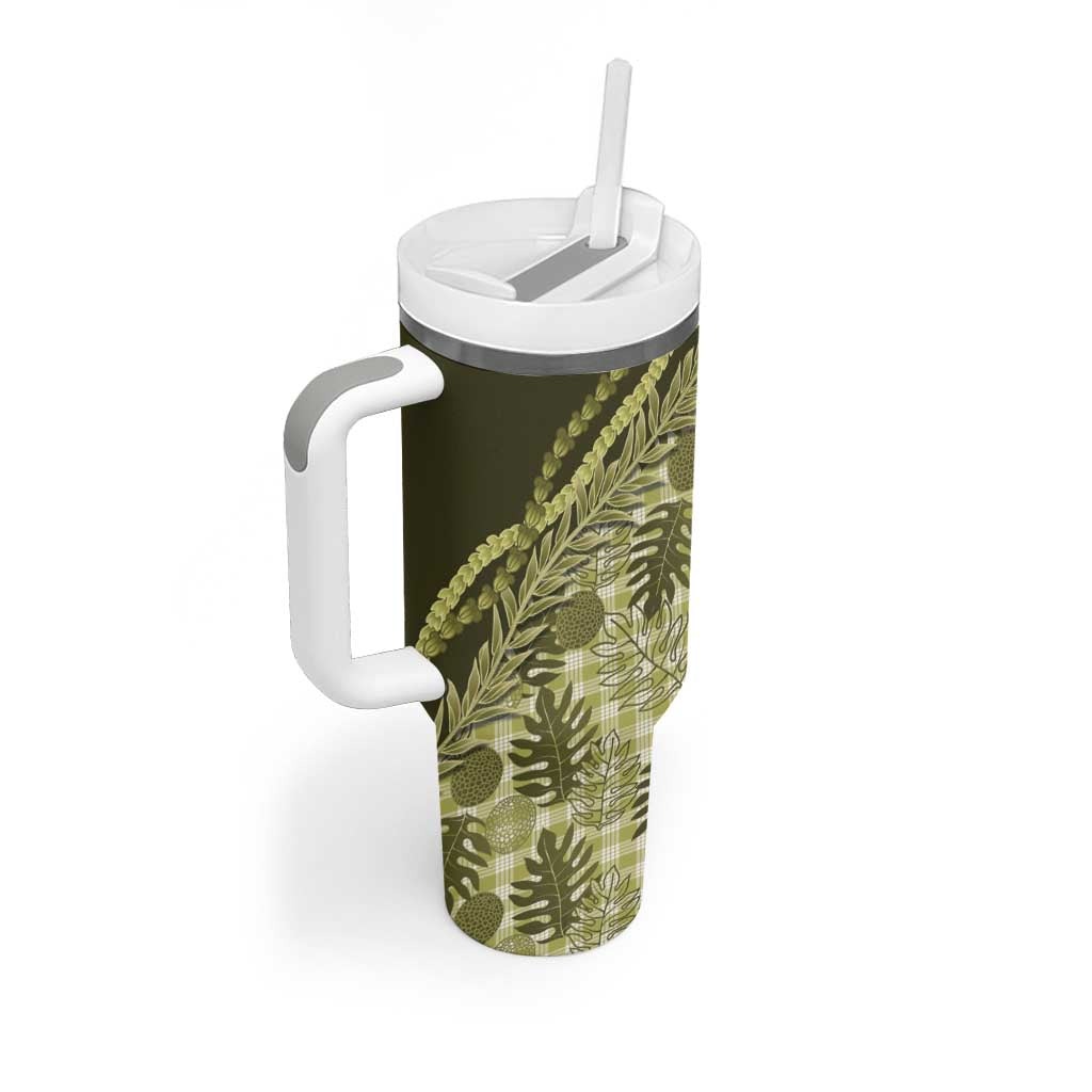 Hawaii Breadfruit Palaka Tumbler With Handle Omaomao Maile Lei - Polynesian Pride