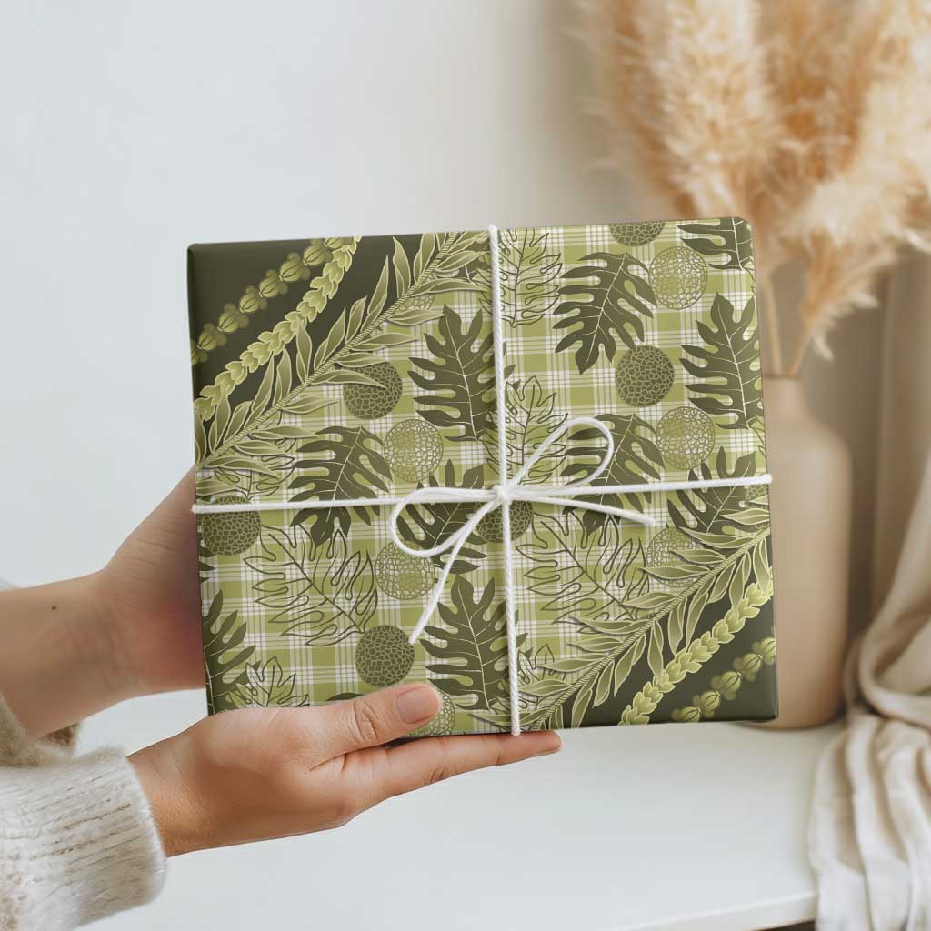 Hawaii Breadfruit Palaka Wrapping Paper Omaomao Maile Lei LT9 - Polynesian Pride