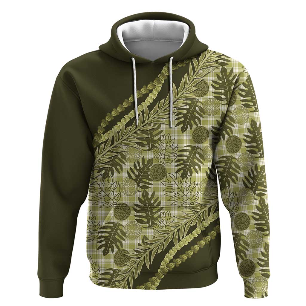 Hawaii Breadfruit Palaka Zip Hoodie Omaomao Maile Lei LT9 Pullover Hoodie Green - Polynesian Pride