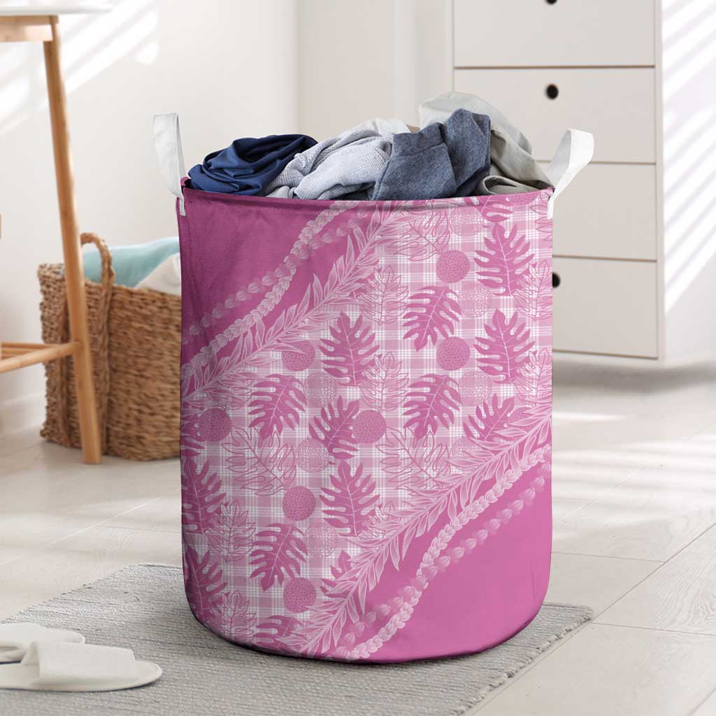 Hawaii Breadfruit Palaka Laundry Basket Omaomao Ulaula Maile Lei LT9 Pink - Polynesian Pride