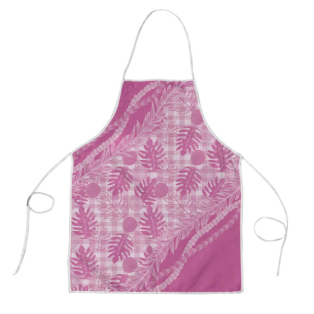 Hawaii Breadfruit Palaka Apron Omaomao Ulaula Maile Lei LT9 Pink - Polynesian Pride