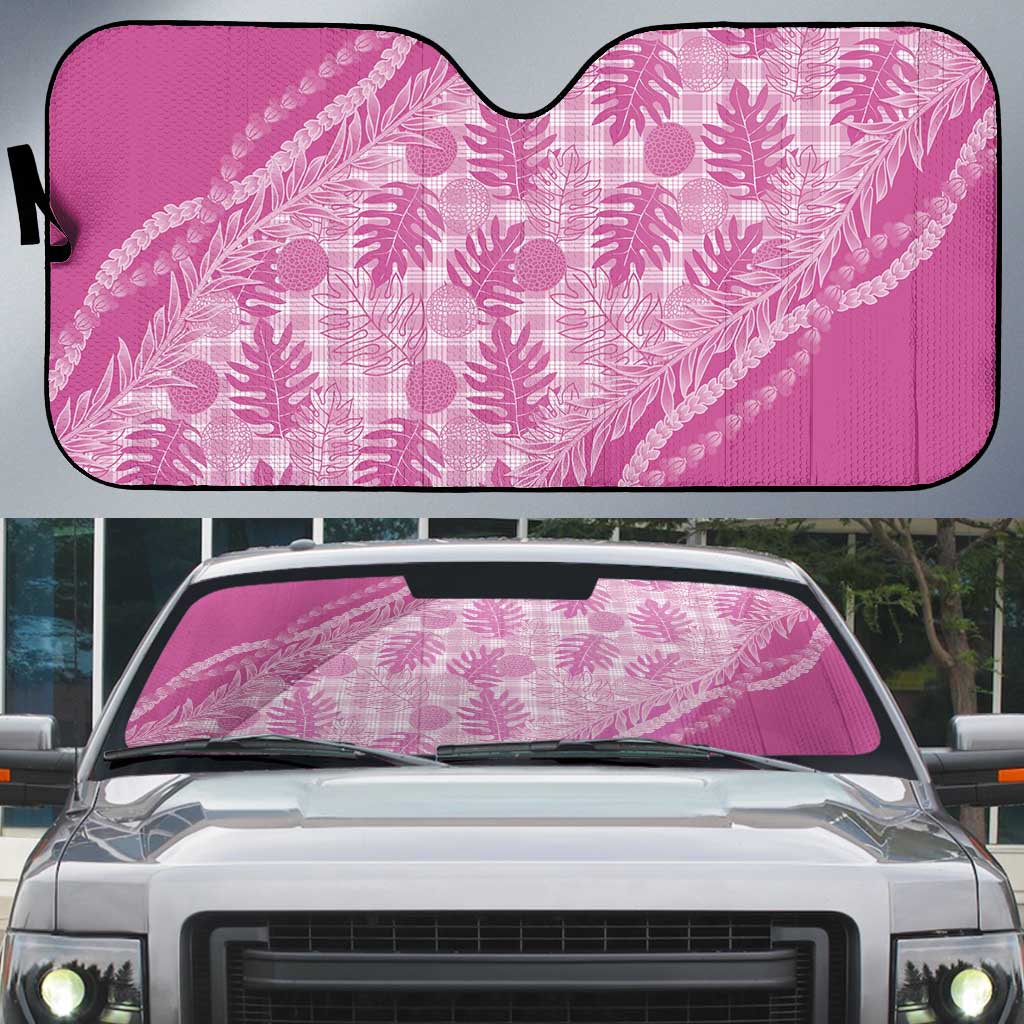 Hawaii Breadfruit Palaka Auto Sun Shade Omaomao Ulaula Maile Lei - Polynesian Pride