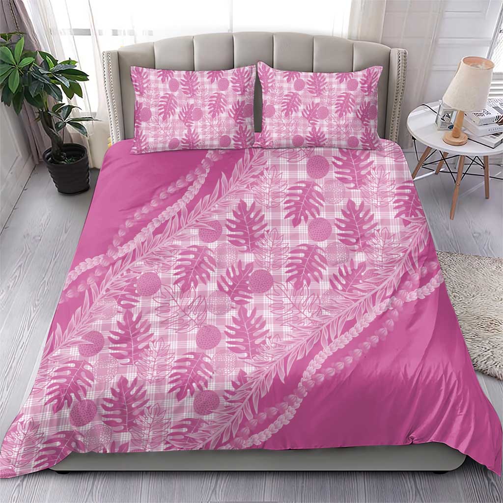 Hawaii Breadfruit Palaka Bedding Set Omaomao Ulaula Maile Lei - Polynesian Pride