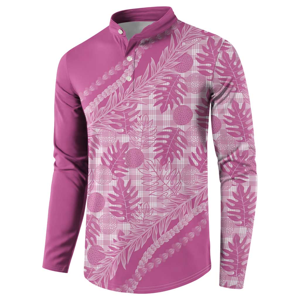 Hawaii Breadfruit Palaka Button Sweatshirt Omaomao Ulaula Maile Lei LT9 - Polynesian Pride