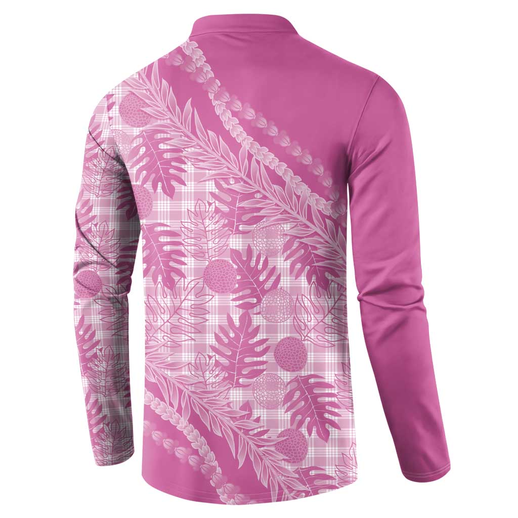 Hawaii Breadfruit Palaka Button Sweatshirt Omaomao Ulaula Maile Lei LT9 - Polynesian Pride