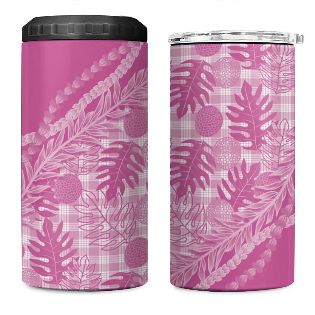 Hawaii Breadfruit Palaka 4 in 1 Can Cooler Tumbler Omaomao Ulaula Maile Lei - Polynesian Pride