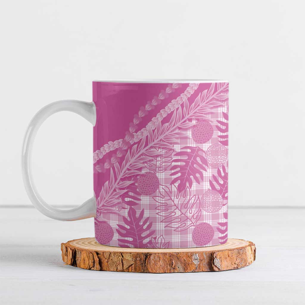 Hawaii Breadfruit Palaka Ceramic Mug Omaomao Ulaula Maile Lei LT9 Pink - Polynesian Pride