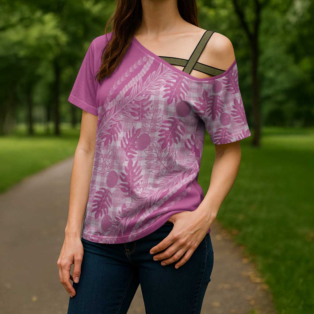 Hawaii Breadfruit Palaka Cross Shoulder Shirt Omaomao Ulaula Maile Lei LT9 - Polynesian Pride