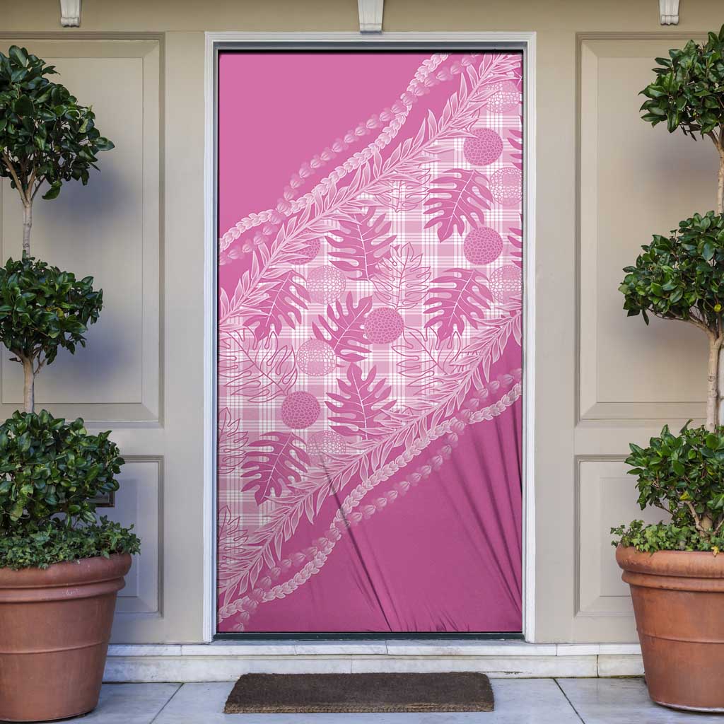 Hawaii Breadfruit Palaka Door Cover Omaomao Ulaula Maile Lei LT9 Pink - Polynesian Pride