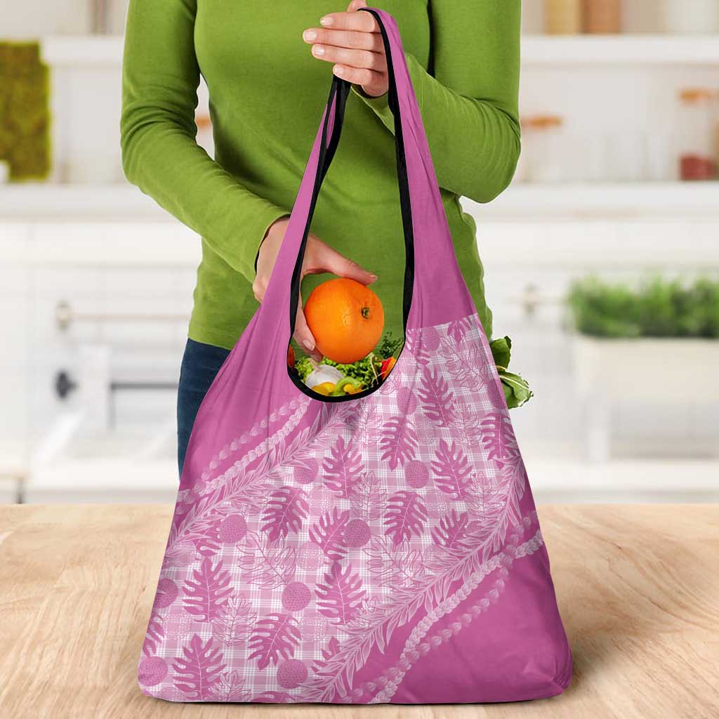 Hawaii Breadfruit Palaka Grocery Bag Omaomao Ulaula Maile Lei - Polynesian Pride
