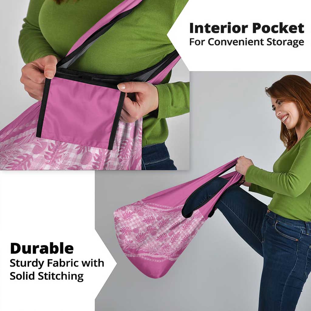 Hawaii Breadfruit Palaka Grocery Bag Omaomao Ulaula Maile Lei - Polynesian Pride