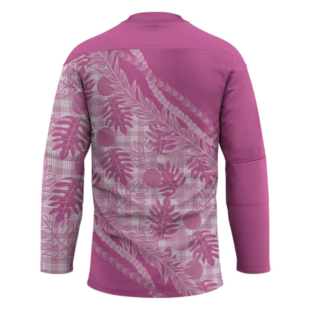 Hawaii Breadfruit Palaka Hockey Jersey Omaomao Ulaula Maile Lei - Polynesian Pride