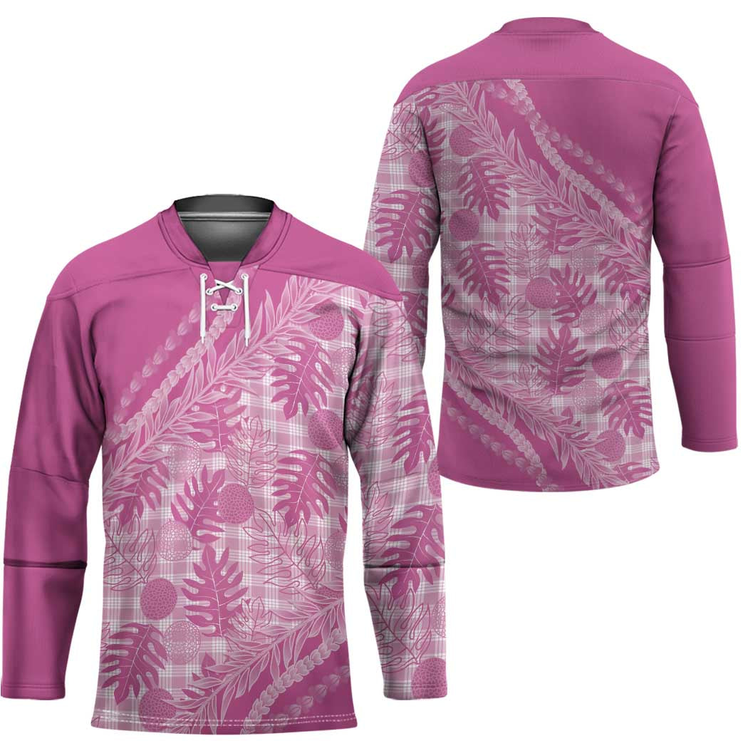 Hawaii Breadfruit Palaka Hockey Jersey Omaomao Ulaula Maile Lei - Polynesian Pride