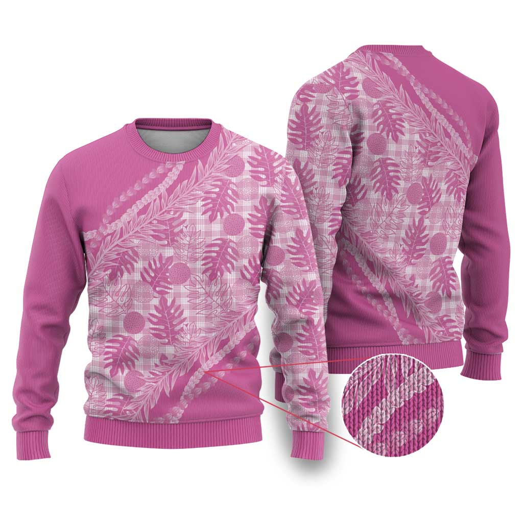 Hawaii Breadfruit Palaka Ugly Christmas Sweater Omaomao Ulaula Maile Lei - Polynesian Pride