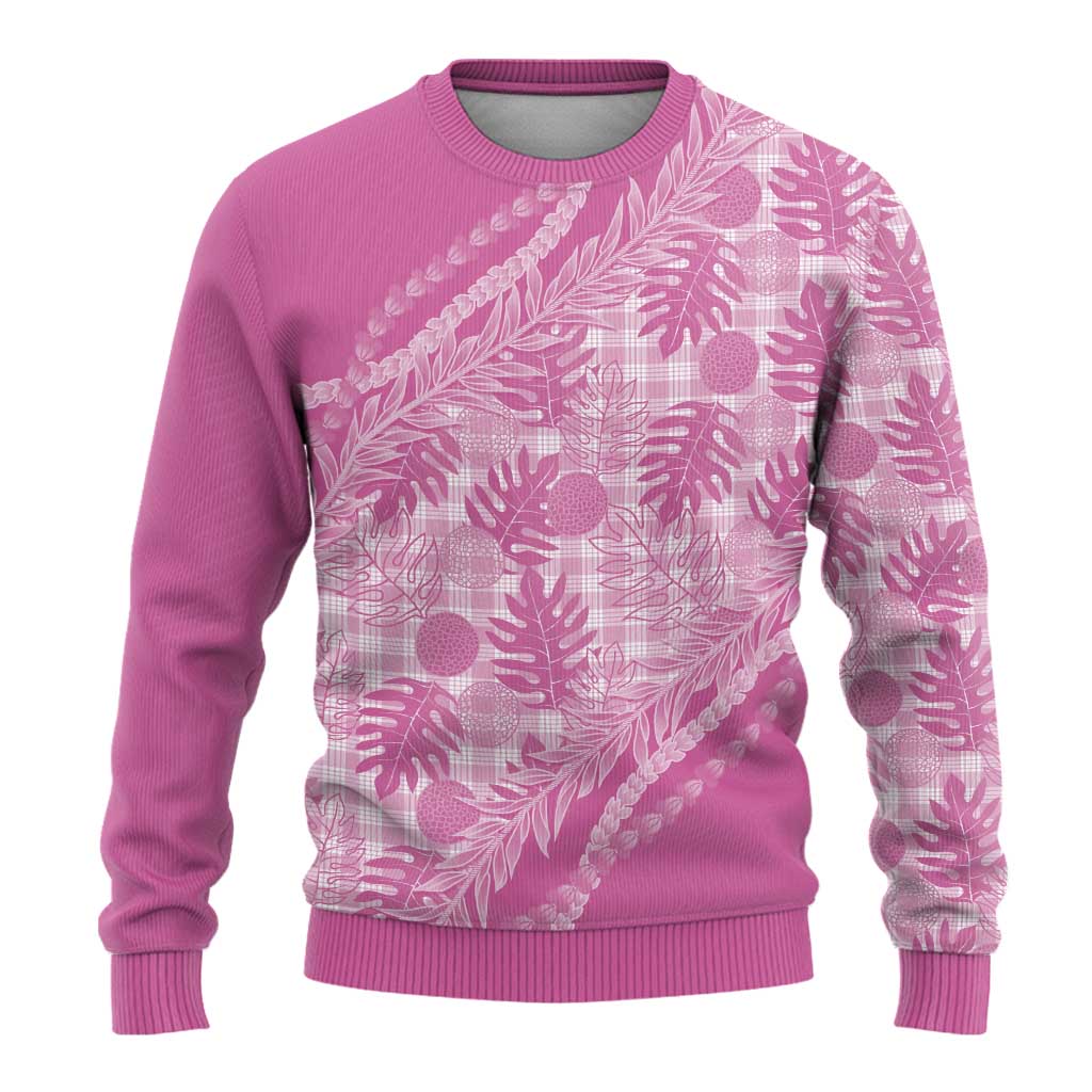 Hawaii Breadfruit Palaka Ugly Christmas Sweater Omaomao Ulaula Maile Lei - Polynesian Pride