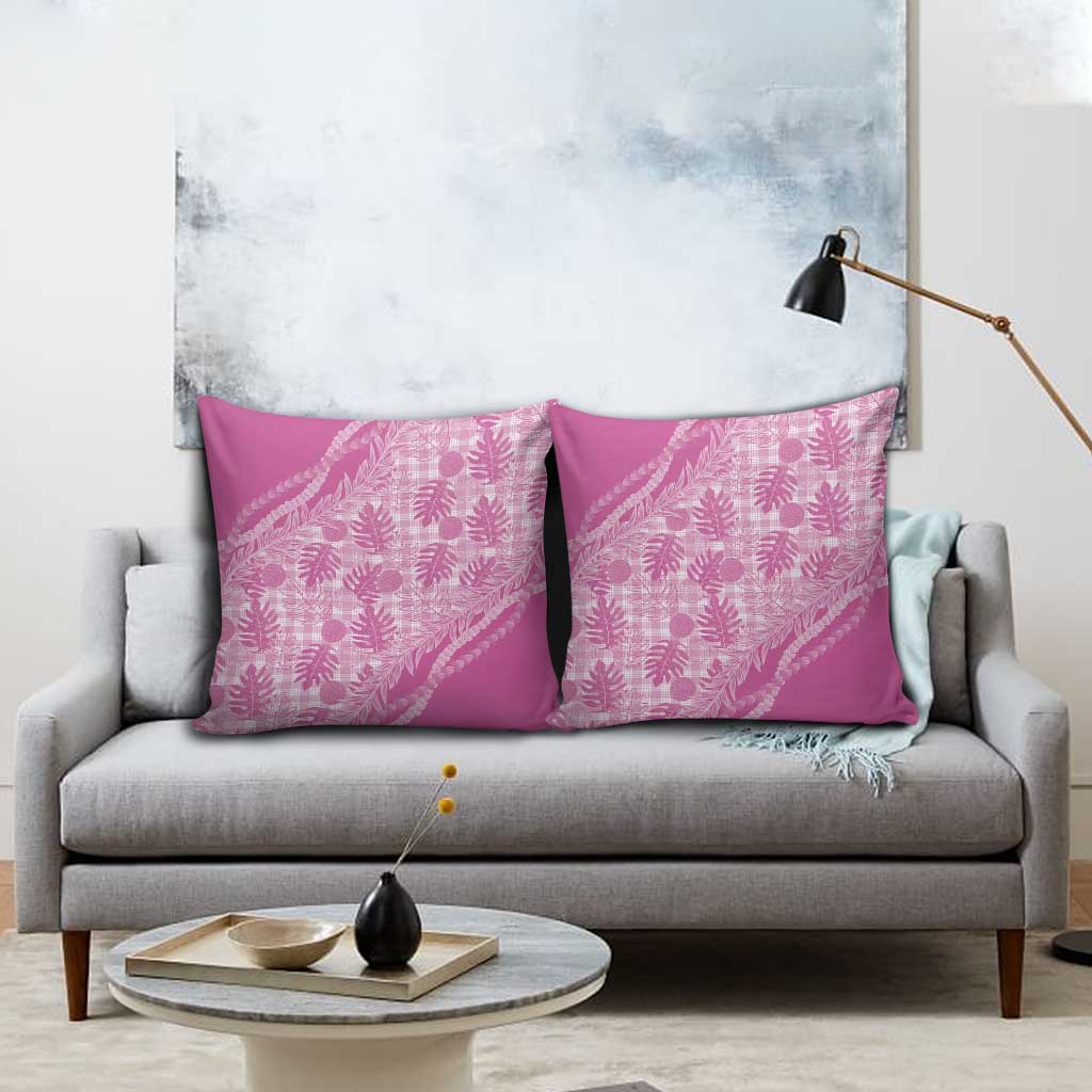 Hawaii Breadfruit Palaka Pillow Cover Omaomao Ulaula Maile Lei - Polynesian Pride