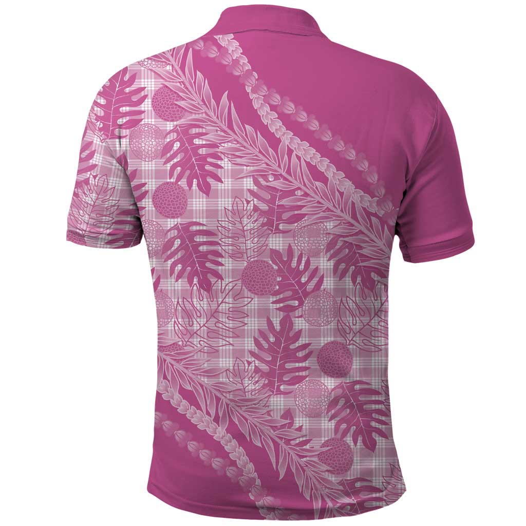 Hawaii Breadfruit Palaka Polo Shirt Omaomao Ulaula Maile Lei - Polynesian Pride
