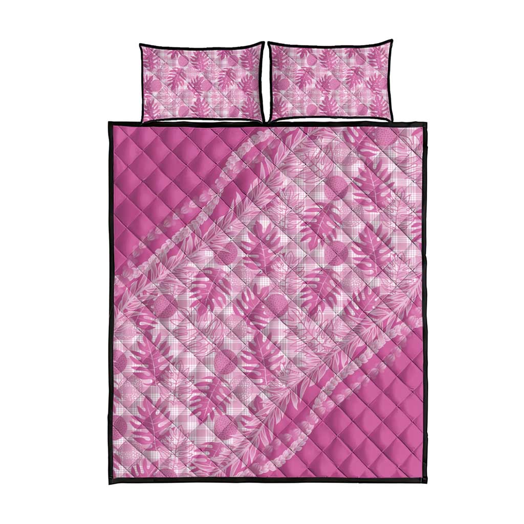 Hawaii Breadfruit Palaka Quilt Bed Set Omaomao Ulaula Maile Lei - Polynesian Pride