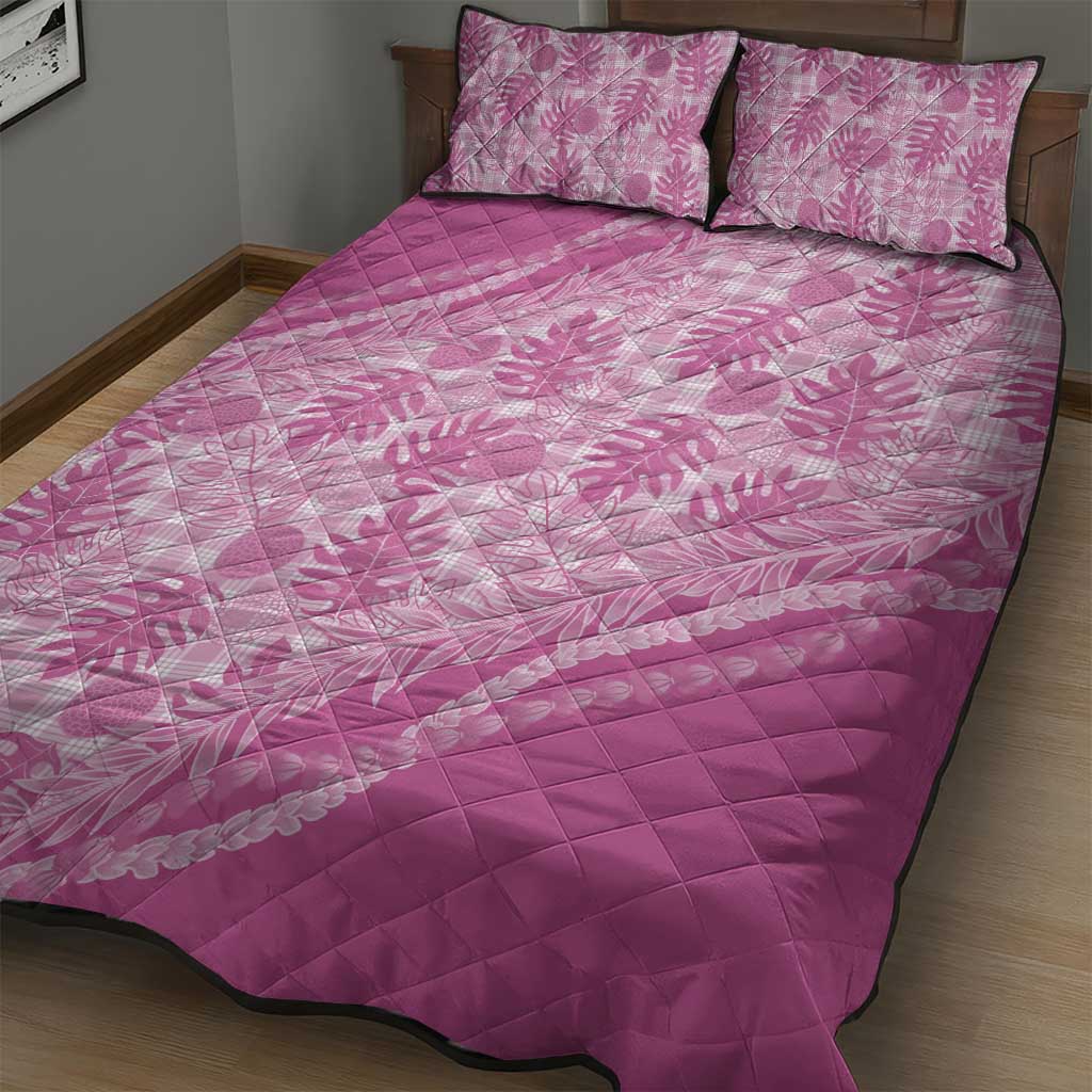 Hawaii Breadfruit Palaka Quilt Bed Set Omaomao Ulaula Maile Lei - Polynesian Pride