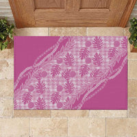 Hawaii Breadfruit Palaka Rubber Doormat Omaomao Ulaula Maile Lei LT9 Pink - Polynesian Pride