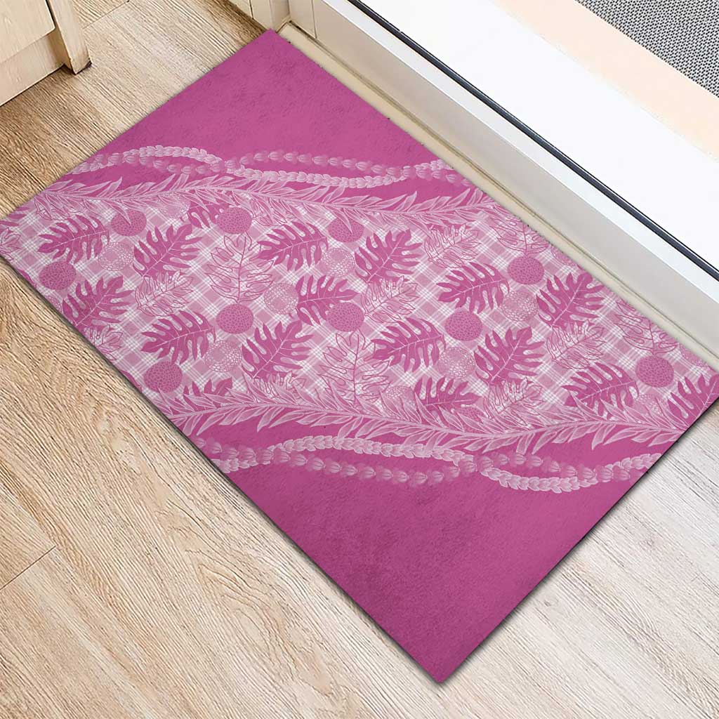 Hawaii Breadfruit Palaka Rubber Doormat Omaomao Ulaula Maile Lei LT9 - Polynesian Pride