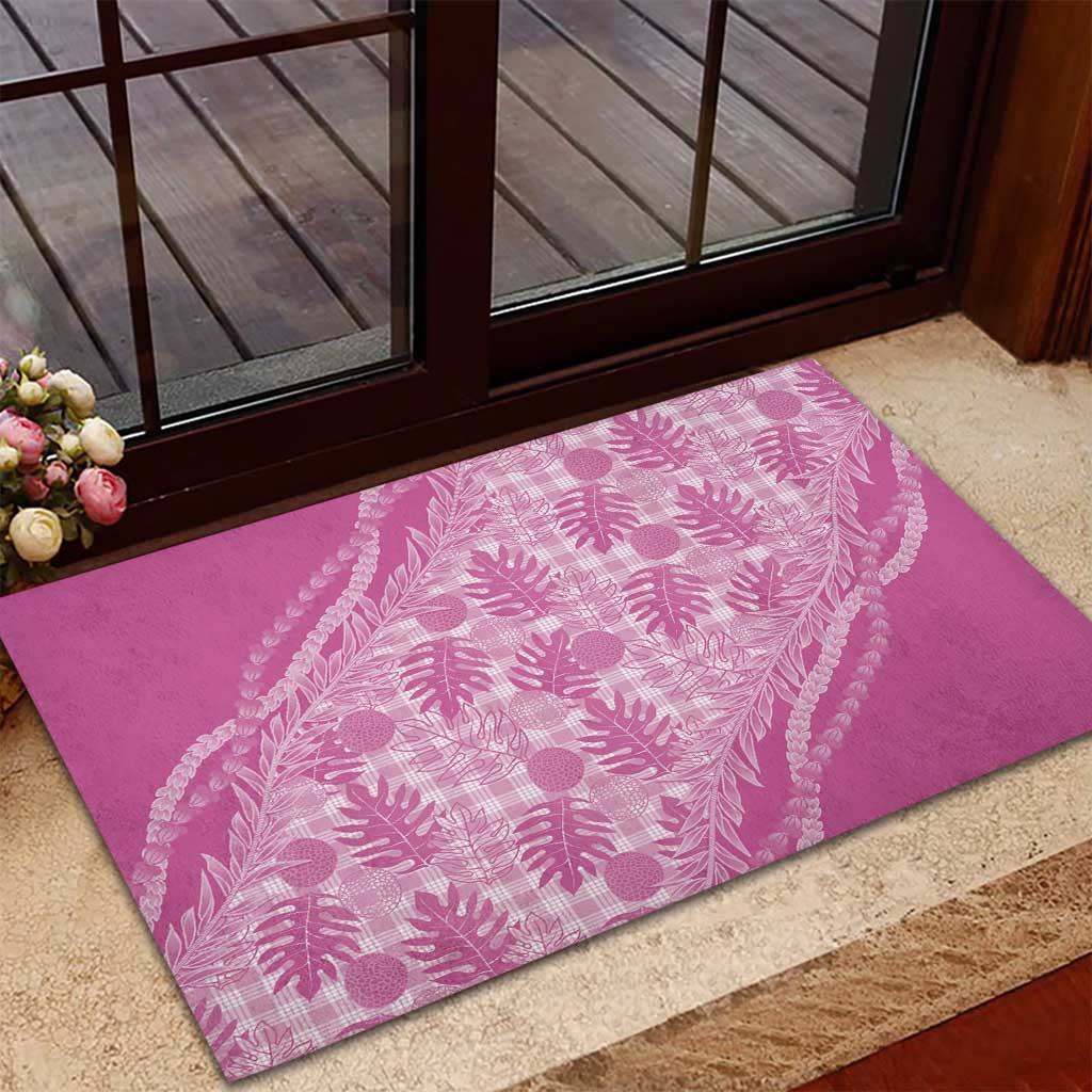 Hawaii Breadfruit Palaka Rubber Doormat Omaomao Ulaula Maile Lei LT9 - Polynesian Pride