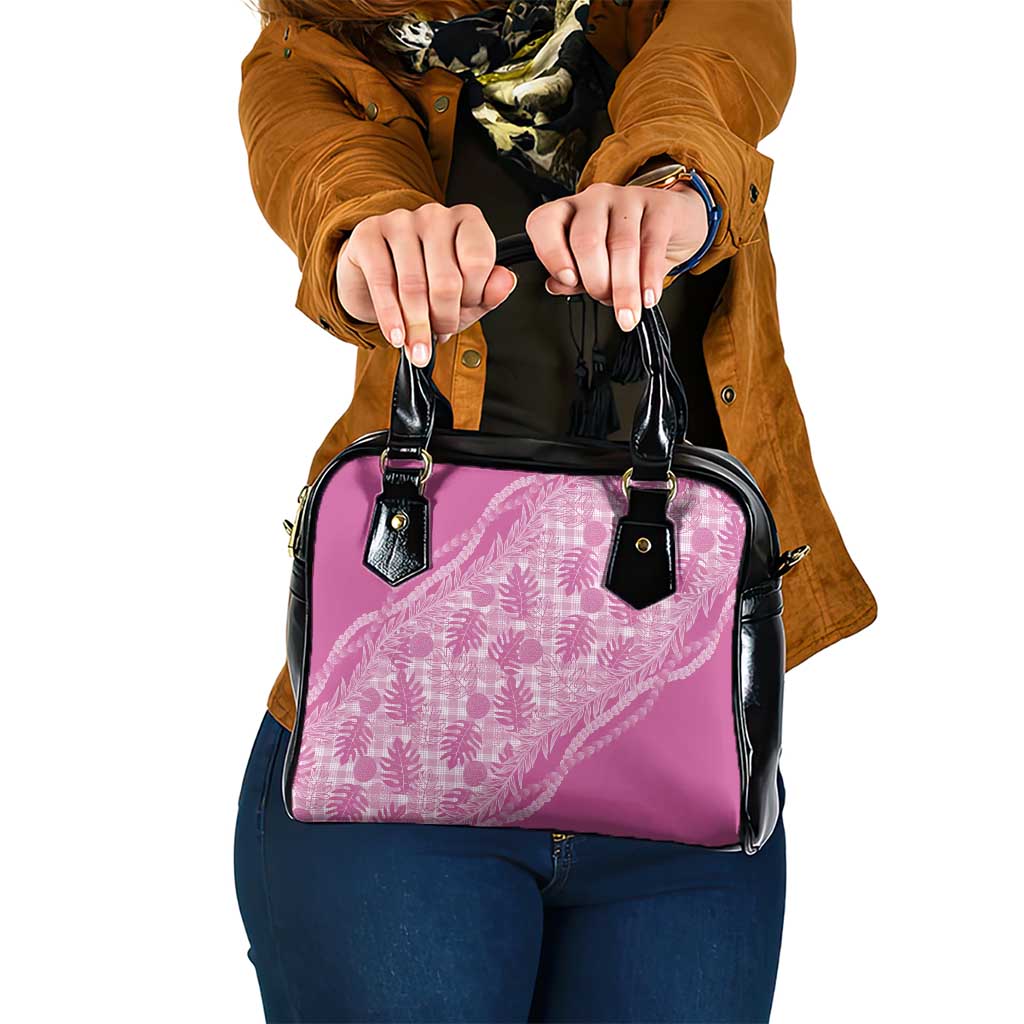 Hawaii Breadfruit Palaka Shoulder Handbag Omaomao Ulaula Maile Lei LT9 One Size Pink - Polynesian Pride