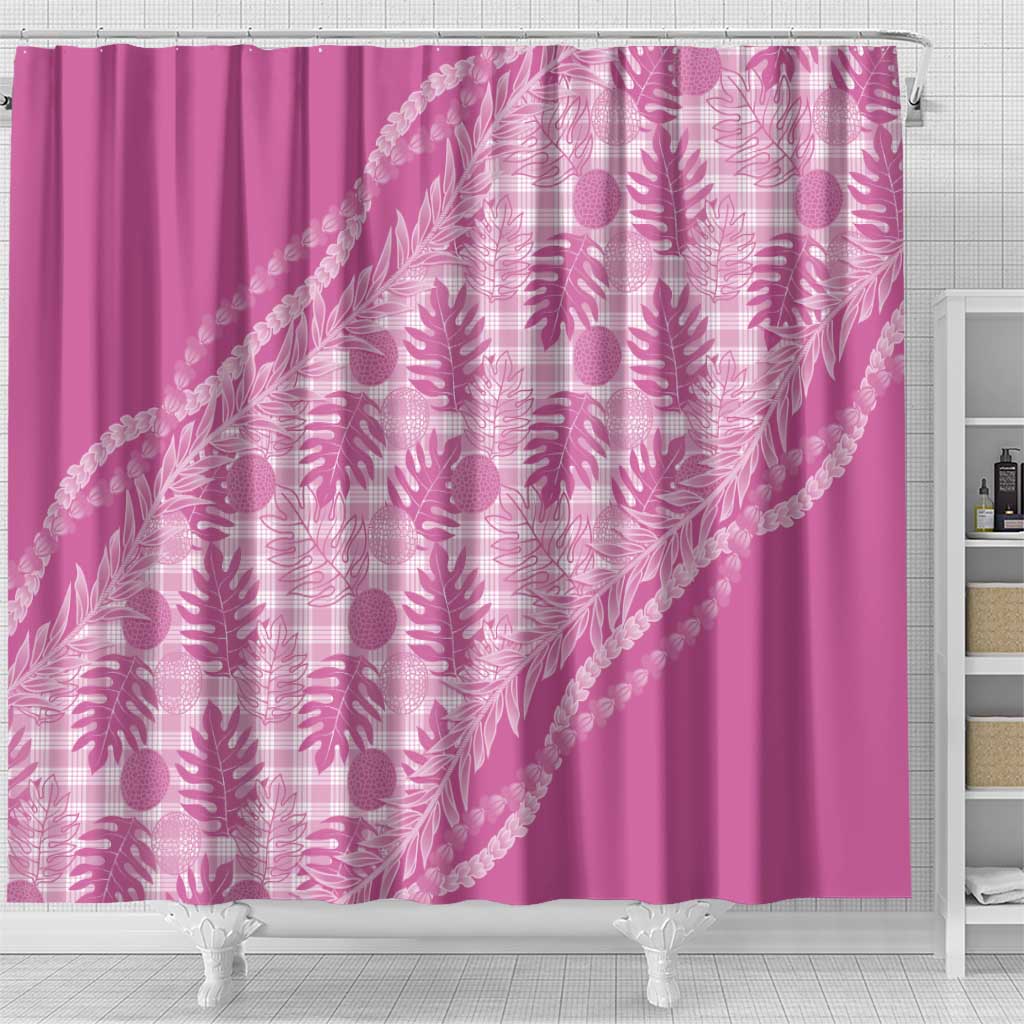 Hawaii Breadfruit Palaka Shower Curtain Omaomao Ulaula Maile Lei - Polynesian Pride