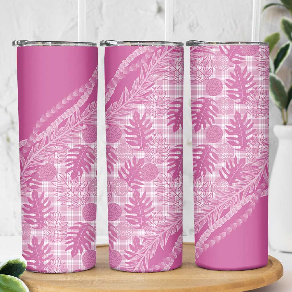 Hawaii Breadfruit Palaka Skinny Tumbler Omaomao Ulaula Maile Lei - Polynesian Pride