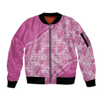 Hawaii Breadfruit Palaka Sleeve Zip Bomber Jacket Omaomao Ulaula Maile Lei - Polynesian Pride