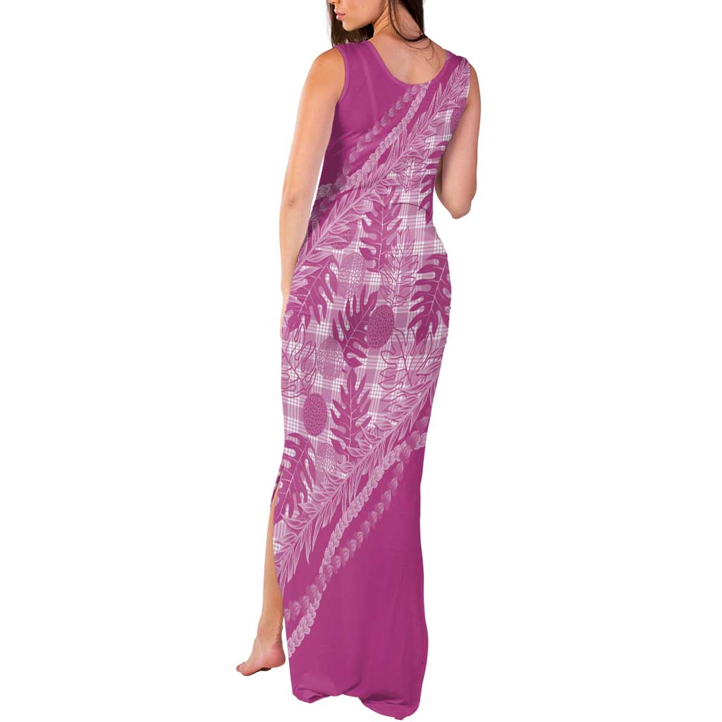 Hawaii Breadfruit Palaka Tank Maxi Dress Omaomao Ulaula Maile Lei - Polynesian Pride