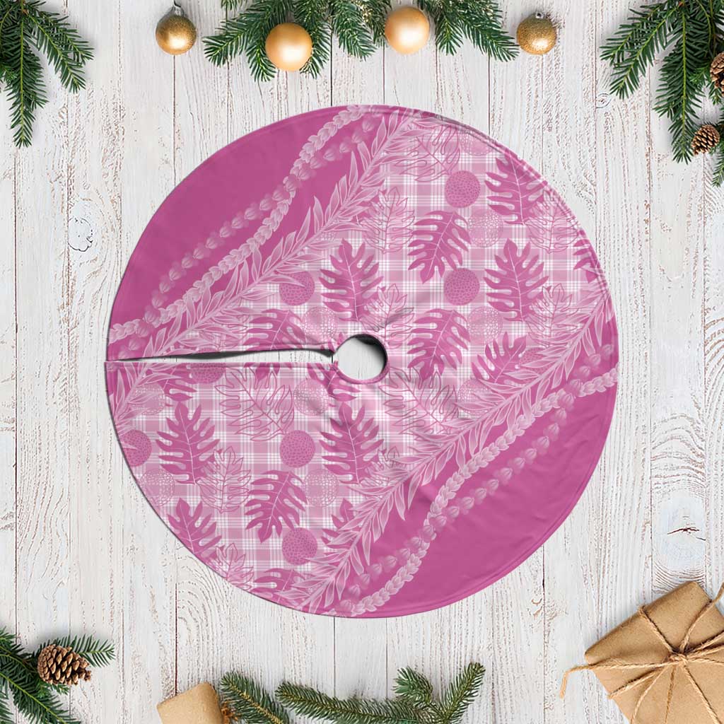Hawaii Breadfruit Palaka Tree Skirt Omaomao Ulaula Maile Lei LT9 Casual Pink - Polynesian Pride