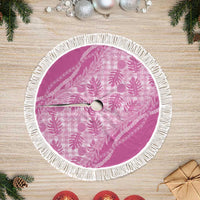 Hawaii Breadfruit Palaka Tree Skirt Omaomao Ulaula Maile Lei LT9 Fringed Pink - Polynesian Pride