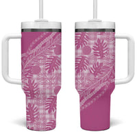 Hawaii Breadfruit Palaka Tumbler With Handle Omaomao Ulaula Maile Lei - Polynesian Pride