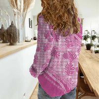 Hawaii Breadfruit Palaka Women Casual Shirt Omaomao Ulaula Maile Lei - Polynesian Pride