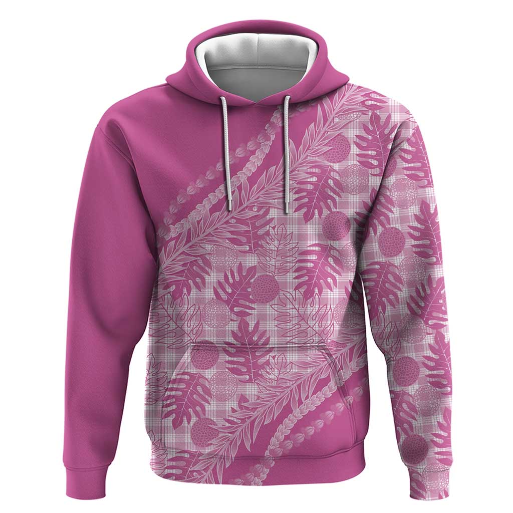 Hawaii Breadfruit Palaka Zip Hoodie Omaomao Ulaula Maile Lei LT9 Pullover Hoodie Pink - Polynesian Pride