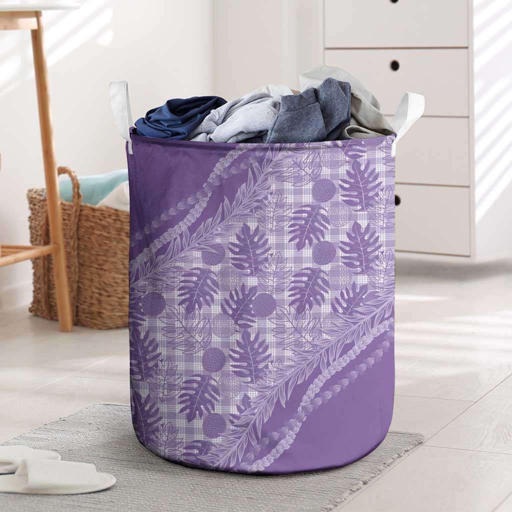 Hawaii Breadfruit Palaka Laundry Basket Poni Maile Lei LT9 Purple - Polynesian Pride