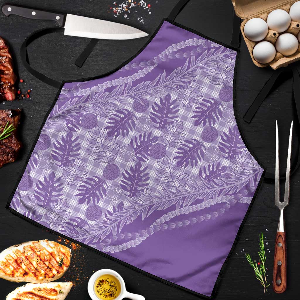 Hawaii Breadfruit Palaka Apron Poni Maile Lei LT9 Purple - Polynesian Pride