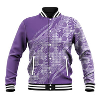 Hawaii Breadfruit Palaka Baseball Jacket Poni Maile Lei LT9 Unisex Purple - Polynesian Pride
