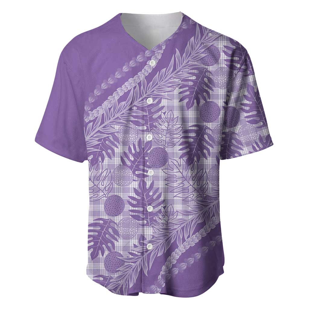 Hawaii Breadfruit Palaka Baseball Jersey Poni Maile Lei LT9 Purple - Polynesian Pride