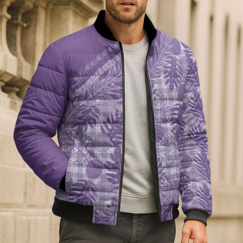 Hawaii Breadfruit Palaka Bomber Puffer Jacket Poni Maile Lei LT9 - Polynesian Pride