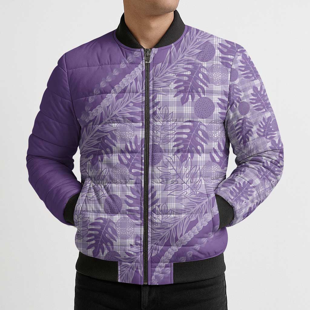 Hawaii Breadfruit Palaka Bomber Puffer Jacket Poni Maile Lei LT9 - Polynesian Pride